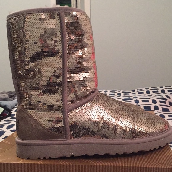 Silver Sequin UGG Boots - Picture 5 of 6